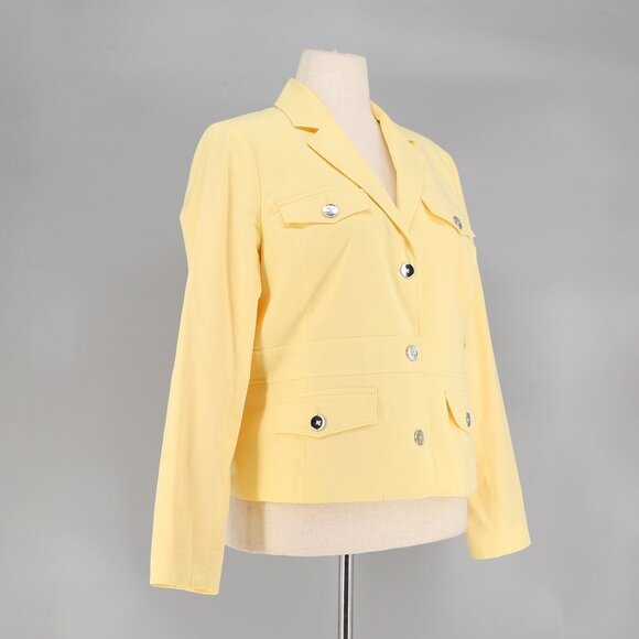 TALBOTS Fresh Poplin Jacket Blazer Utility Inspired Yellow Size 12 - Picture 4 of 9